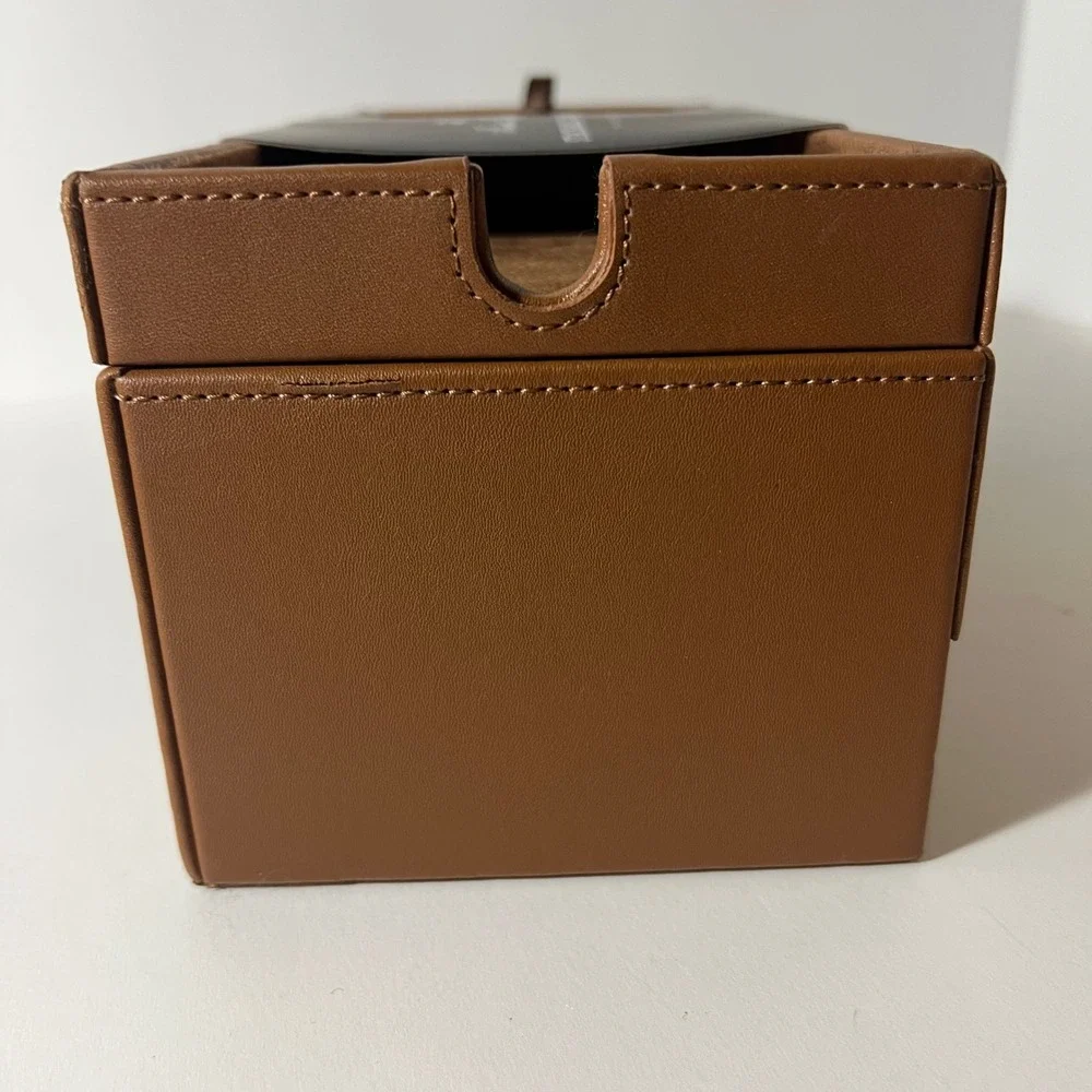 Brooks Brothers Stackable Valet Tray Cognac Brown Faux Leather New GF2617-BRA